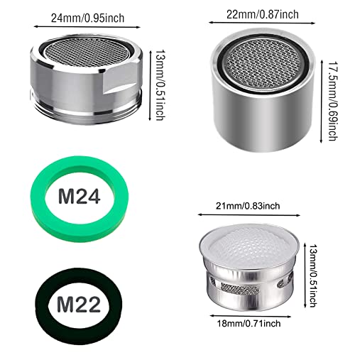 4Pcs Faucet Aerators, 2Pcs Aerator Filter Replacement Parts, With Brass Housing, 2Pcs 15/16 Inch Male And 2Pcs 55/64 Inch Female Bathroom Aerator Faucet Filters With Gaskets,For Kitchen Bathroom #TOP1