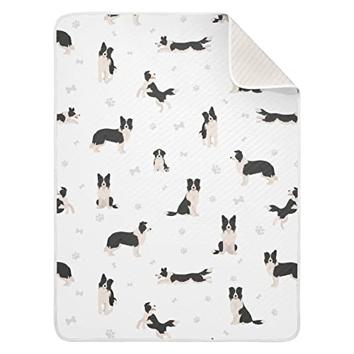 Image of Ollabaky Dogs Border Collie Baby Blanket for Boys Girls Cotton Throw Blanket Swaddle Blanket for Crib Stroller Nursery Receiving Blanket Infant Toddler Unisex 30"x40"