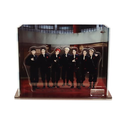 MEMELIGHT En.hypen MV アクリル ジオラマスタンド - K-pop ミュージックビデオ シーン ディスプレイ 背景パネルとロゴスロット付き コレクター収集品 K-POP グッズ デスク装飾 9.65 x 6.69 x 0.12