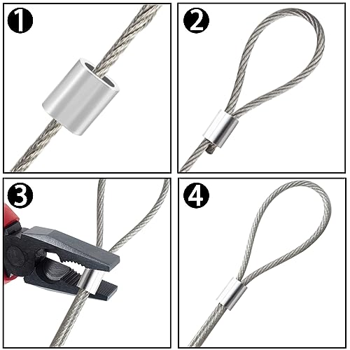 Aluminium Pressklemmen Alu Drahtseilklemme 4mm Aluminiumhülse Ovale Würgeklemmen 120 Stk Plomben Quetschhülsen Klemmhülsen Metallhülsen für Seile Draht Seilverbinder Stahlseil Drahtseil Kabel (Silber)