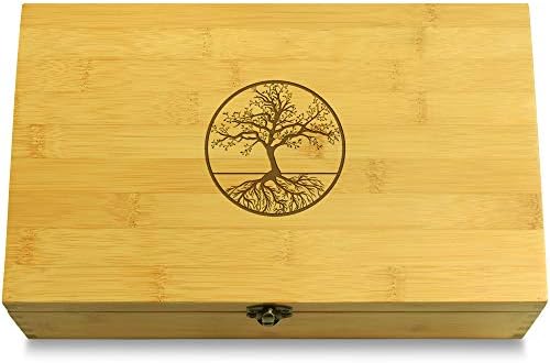 Cookbook People Multikeep Tree of Life Wood Gift Box - Engrave Lid with Name - Store Gear, Papers, Lighters