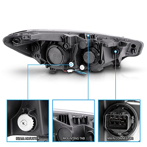 AmeriLite for 2014-2016 Kia Forte w/o LED Position Models Projector Light Tube Chrome Replacement Headlights Assembly Pair - Driver and Passenger Side