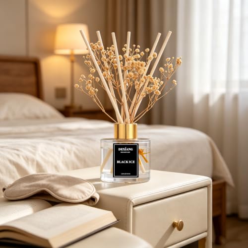 Reed Diffuser Set,3.38 fl oz (100 ml) - Black ice Oil Diffusers with 6 Reed Sticks for Bathroom Shelf Decor — view 5