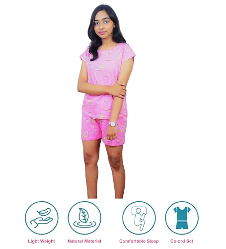 Image of Hestia | H.NSG.N.1 | Kids Girls Nightwear | Sleepwear | Cotton |Trouser Full Sleeves Tshirt | Elastic Waist |Night Dress with Pyjama Tshirts for Girls|All Over Horse Printed |Blue Color 4-6Yrs |Set 1