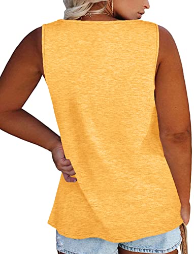 Image of Womens Plus Size Tank Tops Summer Button Down Henley Shirts Sleeveless Tops