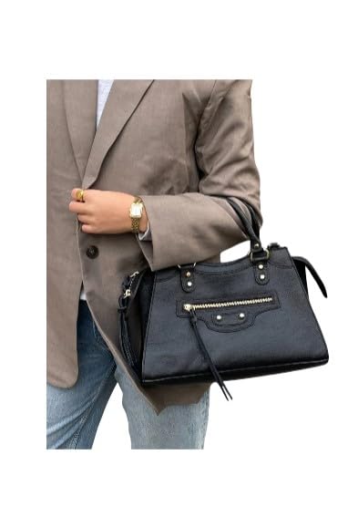 Sac à main en cuir véritable avec clous pour femme active