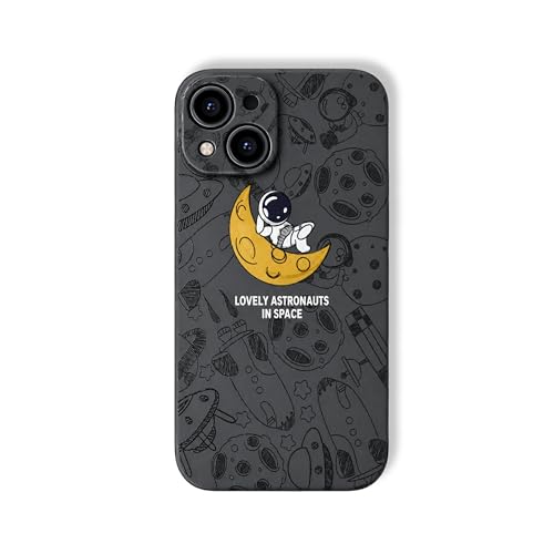 Image of Cosmic Silicone Astronaut Case for iPhone 14, Cute Soft Touch Designer Protective Cover, AstroShield Shockproof Defense with Matte Anti-Slip Grip | Lunar Eclipse