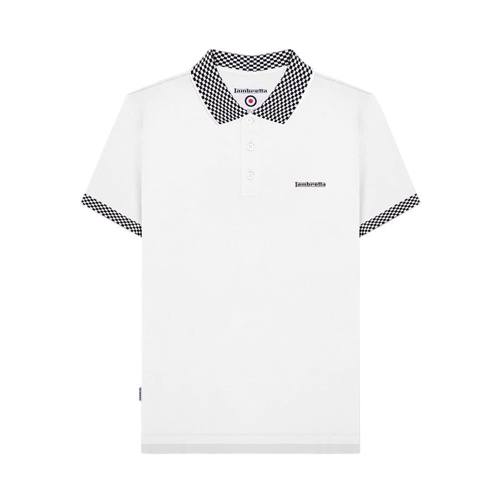 Lambretta Retro Two Tone Badge Polo Shirts (UK, Alpha, M, Regular, Regular, White)