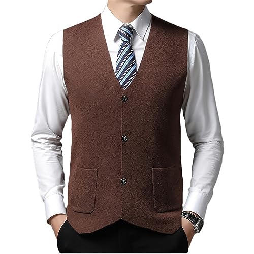 Chaleco suéter para hombre de punto abrigo sin mangas cómodo con botones