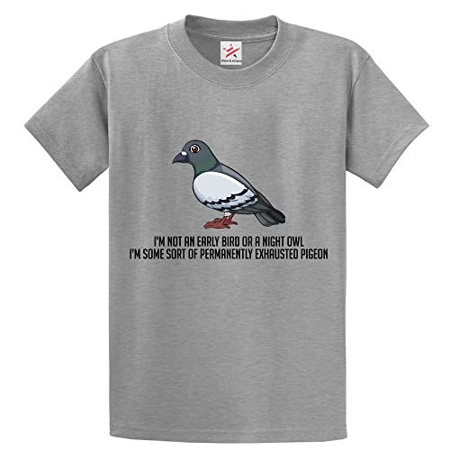 Image of Stars and Stripes I'm Not an Early Bird or a Night Owl Classic Unisex Adults T-Shirt for Pet Lovers (XXL, Heather Grey)