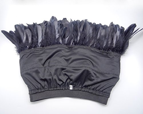 Zakia Women Natural Black Feather Skirt Fashion Mid Waist Short Mini A-Line Feathered Skirts (Black, Xl) #TOP2