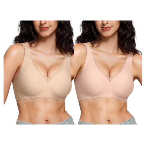 Image of LetsJoli Jelly Bras for Women Lace Deep V Wireless No Underwire Comfortable
