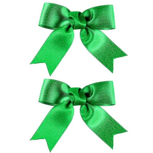 3" Glitter Green Ribbon Hairbow Clips Shiny Stain Bow Alligator Barrettes Cheer Pins Wedding Early Spring Outfit Dress Decor Accessory Gift for Teen Toddler Baby Flower Girl Kids -  KCHIES