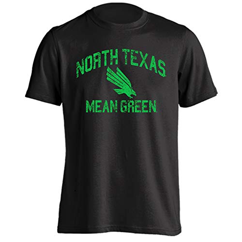 Sport Your Gear North Texas Mean Green Retro Distressed Short Sleeve T-Shirt (Black, XL)