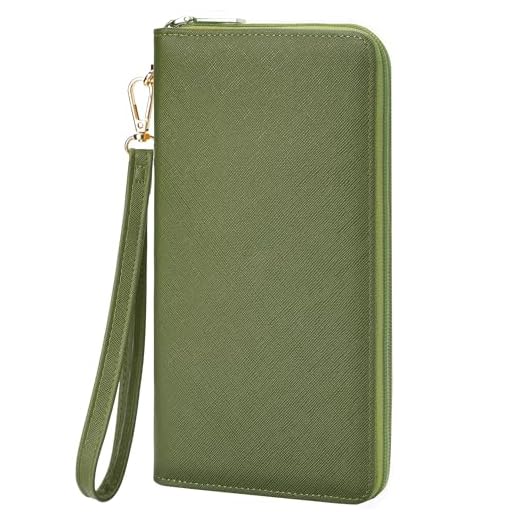 Chelmon Large Capacity Womens Wallet Leather RFID Blocking Purse Credit Card Clutch(Ch Green Army)