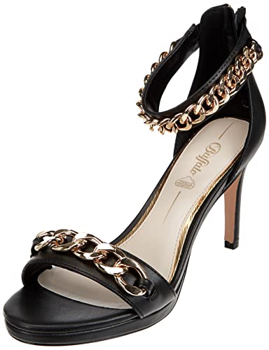 Buffalo Damen Serena Chain Sandale mit Absatz, Black, 37 EU