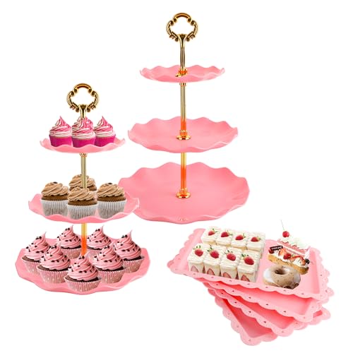 6 Pcs Cupcake Stand Set Pink Dessert Table