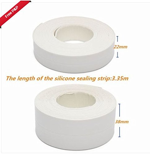 Tape Caulk Strip, 3.2 M PVC Zelfklevende Waterdichte Afdichtstrip voor Aanrecht Wc Badkamer Douche Bad Vloer Muur Rand Beschermen(22mm*3.2M-Grijs) - Afbeelding 6