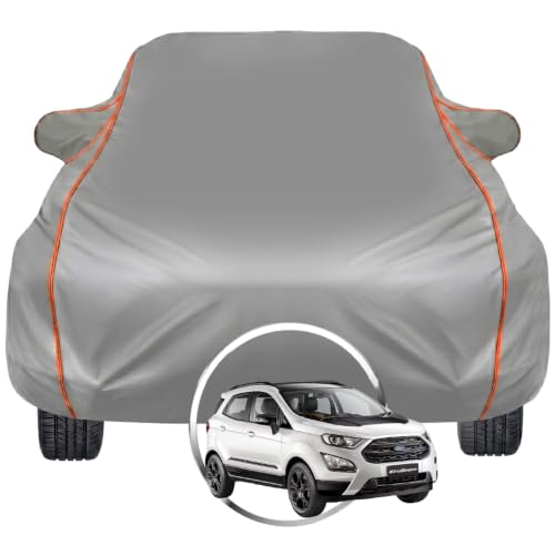 Image of Pivalo Car Cover for Ford EcoSport All Model & Year | 100% Waterproof All-Weather UV & Paint Protection | Premium 3-Layer Fabric | Triple Stitched with Reflective Piping (Grey)