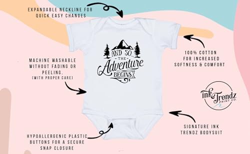 Ink Trendz And So Let The Adventure Begin Baby Pregnancy Announcement Outdoors Baby One-piece Bodysuit2