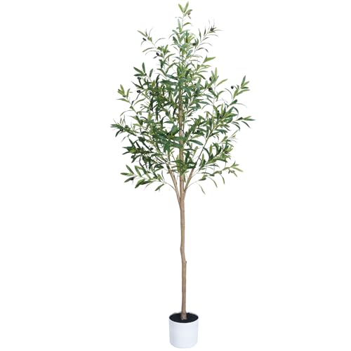 Sillaff Olive Tree 6FT Fake Tree Faux Plants Indoor with Pot Artificial Tree Nearly Natural Olive Branches and Fruits for Living Room Home Office Decorations