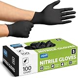 Inspire Black Nitrile Disposable Gloves | 4.5 Nitrile Disposable Safety Medical Cooking Cleaning Gloves (Black - Box Of 100, Medium)