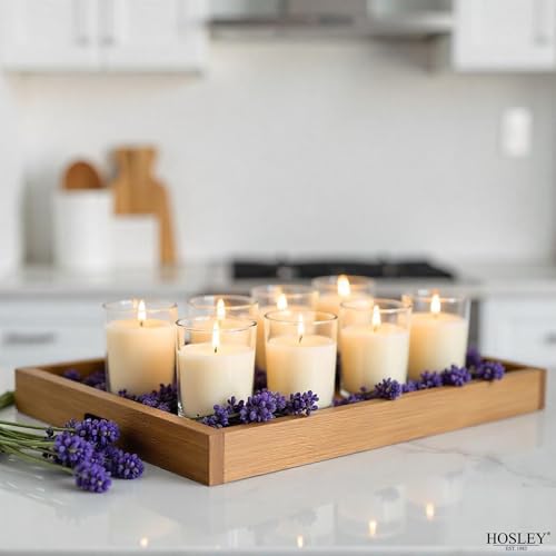 Image of Hosley's 96 Pack of Ivory Unscented Clear Glass Filled Votive Candles