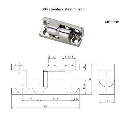 Charnière d'angle 304 SS miroir pour porte d'armoire industrielle