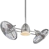 MINKA-AIRE F602L-BN/CH Gyro 42" LED Twin Turbofans with Cages in Brushed Nickel Finish with Chrome Accents and Integrated Light with Opal Glass