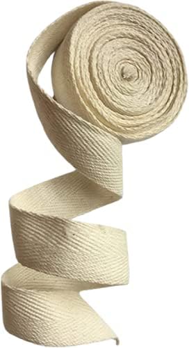 Cotton Fabric Twill Tape Herringbone Tape 1" Inch x 5 Yards Cotton Strap Webbing Off White Beige Ribbon for Sewing Binding DIY Gift Wrapping Luggage Belt Strapping.