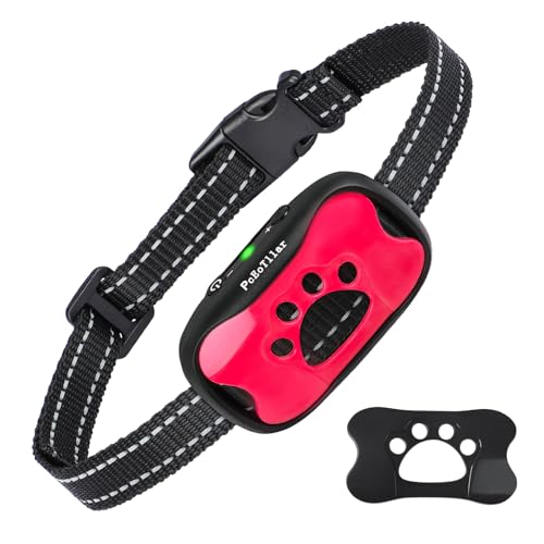 Collar Antiladridos de Perro Recargable para Medianos Grandes Sonido Humano Ajustable y Modo de Vibración para Entrenar Perros Ajuste de Sensibilidad de 7 Niveles - Rosa