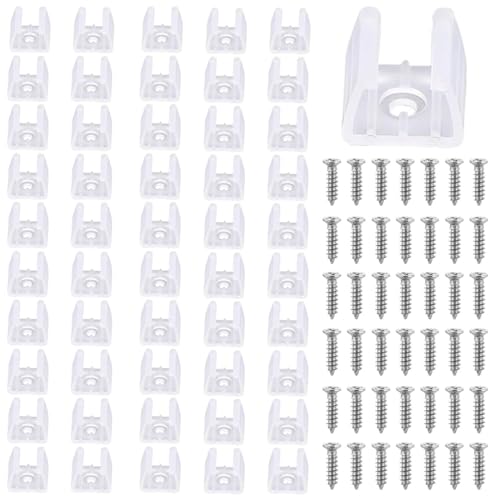 COYUN 50 Piezas LED Neón Montaje Clips, Soporte para Tiras de LED de 8 10 mm, Clips Transparentes para Fijar Tiras de LED a la Pared y al Techo, con 50 Tornillos