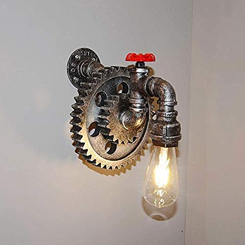 Applique murale Applique murale de robinet en fer forgé rétro E27 antique industrielle engrenage en métal tuyau de l'eau lampe murale restaurant antique bar lampe murale décorative