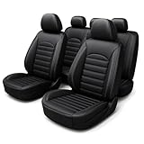 Chifeng Full Set Car Seat Covers for Nissan Almera Juke Leaf Micra Navara Pulsar Qashqai Qashqai+2 X-trail,5-Piece, Universal Synthetic Leather Front and Rear, Car Interior,Prevents Pet Scratches