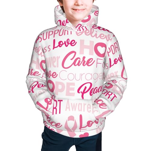 Breast Cancer Pink Ribbons Awareness (2) Kid Hoodies Boys Sweatshirts Girls Pullover with Pocket3