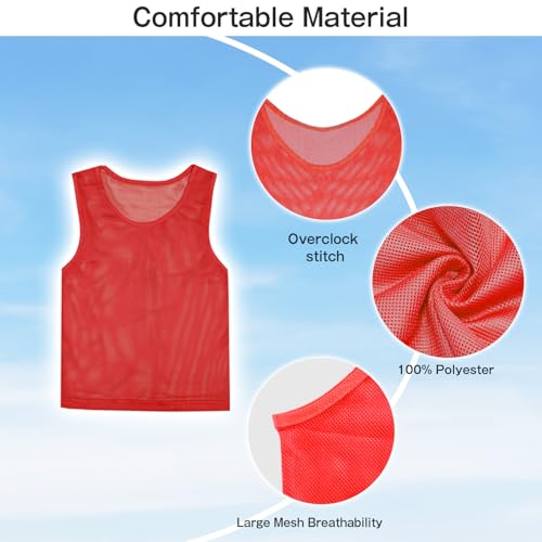 Image of 6 Pack Pinnies Team Practice Vests for Child Youth Teen Adult, Mesh Scrimmage Jersey for Soccer Football Basketball