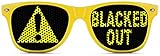 Blacked Out Sunglasses - Funny Wayfarer Shades - Yellow Frames