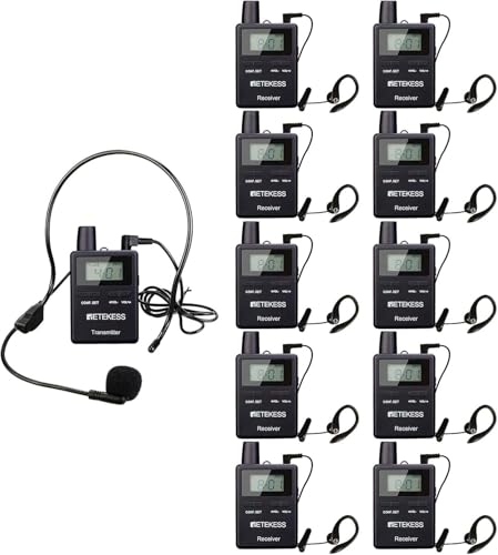 Retekess TT109 Sistema de Guia Turística Inalámbrico, Sistema de Traducción para Iglesia, Interpretación, Entrenamiento, Corte, Largo Alcance, 2.4GHz, Sonido Claro, 1 Transmisor y 10 Receptores miniatura 1