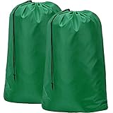 HOMEST 2 Pack Large Nylon Laundry Bag, Machine Washable Large Dirty Clothes Organizer, Easy Fit a Laundry Hamper or Basket, Can Carry Up to 4 Loads of Laundry, Dark Green