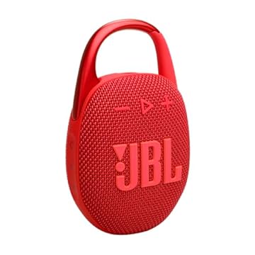 JBL Clip 5, altifalante sem fios portátil com Bluetooth, resistente à água e ao pó IP67, até 12 h de reprodução e muito mais, com Playtime Boost ativado, vermelho