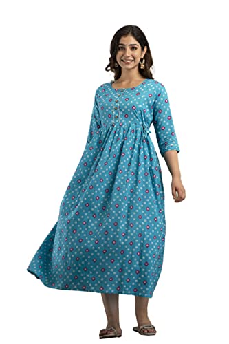 Aves Life Style Women Cotton Maternity Kurta-SkyBlue_M Aves Life Style Women Cotton Maternity Kurta-SkyBlue_M