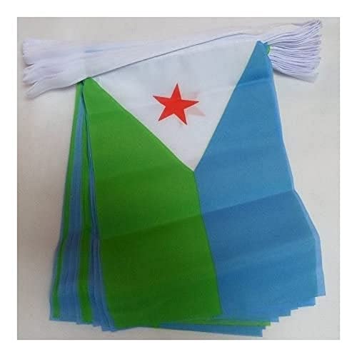 Image of AZ FLAG Djibouti 6 meters BUNTING Flag 20 flags 9'' x 6'' - Djiboutian STRING flags 15 x 21 cm