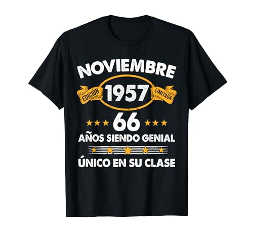 66 Años Cumpleaños Regalo Noviembre 1957 Noviembre 66 Años Camiseta