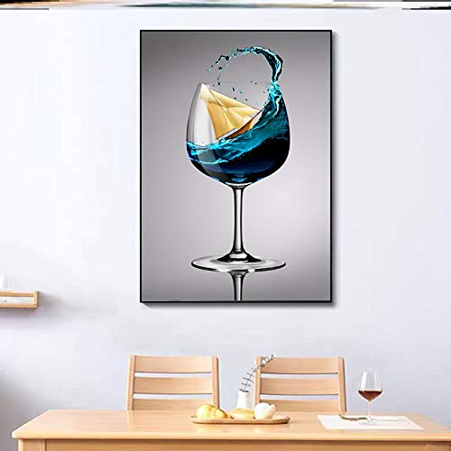 Lámina de copa y velero dsdsgog de 60x80cm en lienzo abstracto nórdico sin marco 4