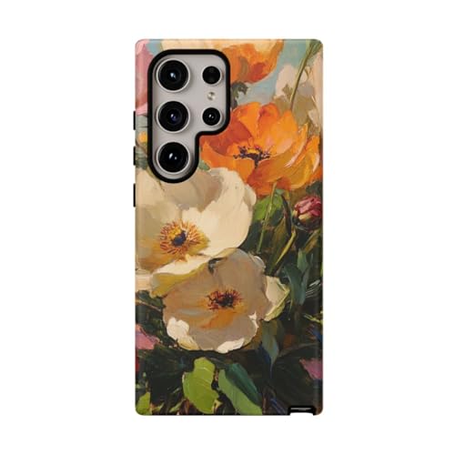 Coque Galaxy S24 Ultra peinture rigide mate antichoc fleurie multicolore originale