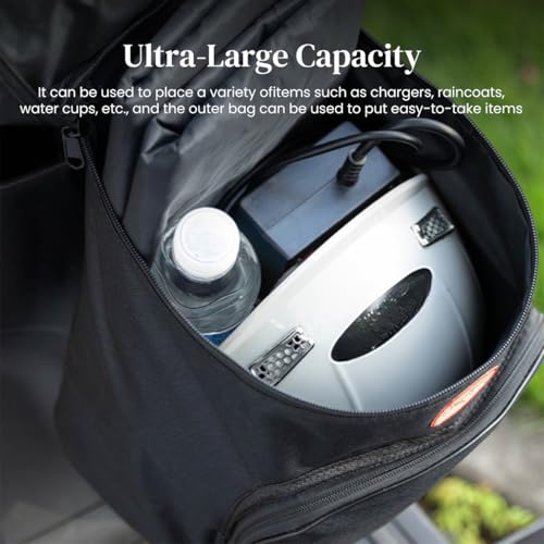 Image of STHIRA Hanging Bag for Electric Scooter, Helmet Storage, Waterproof Organizer, Transparent Phone Pouch, Dual Adjustable Straps, Quick Release Buckles, 25x18x30cm, Black