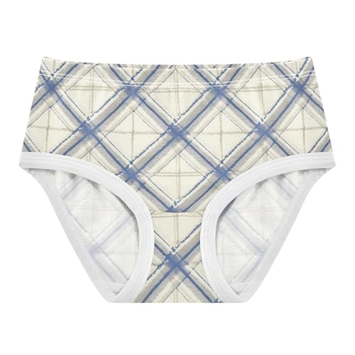 Elastic Waistband Girls' Panties Comfort Underwear for Toddler Geometric Plaid Pattern in Sizes 2T,3T, 4T, 5T, 6Y and 8Y