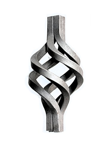 UHRIG Zier-Element für den Garten-Zaun - Vierkant Zirbel - Schnörkel - Kunstschmiede Geländer - Zaun-Deko - Zier-Teil - Ø 80 mm - 170 mm Höhe