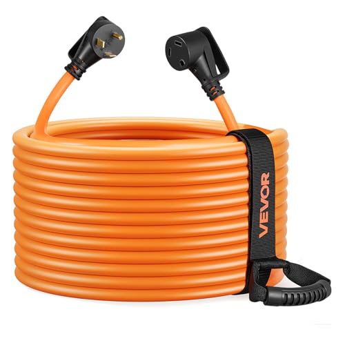 VEVOR 30 Amp 75 Feet RV Extension Cord, 125V 2500W, Heavy Duty 10/3 Gauge STW RV Power Cord, NEMA TT-30P to NEMA TT-30R, with Power Indicator, Cord Organizer, 15A Adapter, for Camper Travel Trailer by VEVOR - Used condition - Image 3