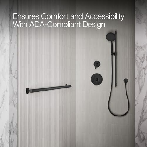 KOHLER 11896-BL Purist 42" Grab Bar for Bathtubs and Showers, Wall-Mount Grab Bars for Bathroom, Matte Black by Kohler - Used condition - Image 3